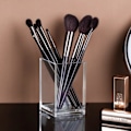 Pikkukuva 5 / 5: Läpinäkyvät meikkisiveltimen pidikkeet - 2 kpl, akryylinen kosmeettisten siveltimien eyeliner-säilytys lipastoon ja työtasolle, pöytäpenkynäkotelo