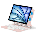 Pikkukuva 1 / 5: iPad Air 11 (2024) (M2) Bluetooth-näppäimistö Magneettinen Ripustus PC+PU Nahka Tablet-kotelo - Vaaleanpunainen Multicolor Pink