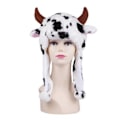 Miniatyrbild 1 av 2: Plushdjurhuvor i en storlek, keps i polyester med fleecefoder cow