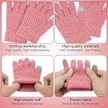 Miniatyrbild 2 av 7: Vintermössa, Halsduk och Vantar Set för Barn, 3-Delar Stickad Varm Crochet Tjock Fluffig Halsduk Pom Pom Mössa Två Fingrar Touch Screen Vantar Set Pink2