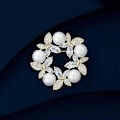 Miniatyrbillede 2 af 5: Perleblomst Broscher Pins Mode Perle Rhinestone Blomsterbrosche til Brud, Galla, Brudekrans Brosche Sjal Spænde Nål