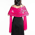 Miniatyrbilde 1 av 5: Sjal Kjoler Kveldsfest Wrap Bryllup Sateng Ren Farge Cape Skuldertrekk Boleroer Rose Red