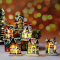 Miniatyrbillede 3 af 5: 6 Julebyhuse med belysning, julepynt, 5,5 * 4,5 * 8 cm