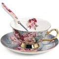 Miniatyrbilde 1 av 5: Premium Bone China Kaffeekopp, Tekopp & Underkopp & Teskje Sett, 200ml