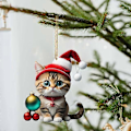 Miniatyrbild 1 av 5: Tecknad Söt Katt 2023 Julgransprydnader Hängande Dekoration Gåva Jul Hängande Träd Personlig Hänge Festtillbehör F3