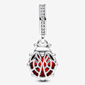 Miniatyrbillede 2 af 2: Pandora Rød Mariehøne Lei Sølv Vedhæng Charm 792571C01, Inkluderer Original Æske
