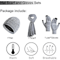 Miniatyrbilde 2 av 7: Vinter Unisex Beanie Hatt, Skjerf og Hansker Sett, Elastisk Strikket Hatt Langt Skjerf Berøringsskjermhansker Med Tykk Fleece Innerfôr for Menn og Kvinner Grey