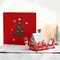 Miniatyrbild 1 av 3: Julbelysning 3D vykort kreativ papperskonst julhus dekoration festlig hälsningskort gränsöverskridande Amazon julstuga musik