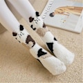 Miniatyrbilde 2 av 2: Dames 3D Dyr Vinter Varme Myke Fluffy Sengesokser Damer Lounge Topplapper Gulvsokser Cat
