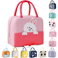 Miniatyrbilde 1 av 5: 5 stk Lunsjpose, Søt Tegneserie Isolerende Lunsjboks, Gjenbrukbar Lunsj Kjølepose, Vanntett Lunsjpose, Foldbar Lunsjpose Rabbit Pink