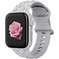Miniatyrbilde 2 av 8: Gravert Rem for Apple Watch-reimer, iwatch-reim Kvinner, Myk Silikon Rose Blomstermønster Bånd for iWatch Series-reim Grey/Pink Sand 38/40/41mm