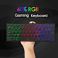 Miniatyrbild 9 av 10: Vattentät Mini Kompakt Speltangentbord 64 för Tangentbordsspel RGB-Bakgrundsbelysning Ultra Kompakt Minitangentbord för PC-Spel