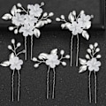 Miniatyrbild 1 av 5: 5-pack Bröllops Hårklämmor Blomma Merle Bröllops Hårtillbehör Silver Bröllops Hårtillbehör Hår U-Form Bröllop