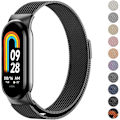 Miniatyrbild 1 av 7: Rem för Xiaomi 8 män kvinnor, metallarmband för Xiaomi Mi Band 8 magnetisk rostfritt stål mesh-rem med stark magnetism Black