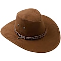 Miniatyrbild 4 av 6: Cowboyhatt Western Solhatt Faux Filt Läder Mocka Maskerad Fest Kostym Outfit Resa Utomhus Solskydd För Herrar Dam Light brown