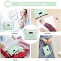 Miniatyrbillede 8 af 8: Lille kosmetiktaske til håndtaske, lille makeup taske, bærbar rejsetaske, vandtæt PU læder makeup taske med håndtag Green and Blue