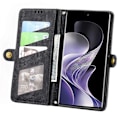 Miniatyrbilde 2 av 5: Etui med glidelås og geometriske linjer i lær til TCL 50 Pro NxtPaper 5G - Svart Multicolor Black