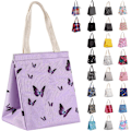 Miniatyrbilde 1 av 6: 1 stk Isolerende Lunsjpose, Slitesterk Brettbar & Bærbar Lunsjpose med Innvendige Lommer, Vannbestandig Termisk Purple Butterflies