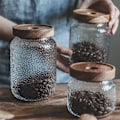 Miniatyrbilde 2 av 7: Matlagringsplastbeholdere, Oppbevaringsbeholdere for kaffe, sukker, glass kjøkkenoppbevaringsbeholdere med bambuslokk, luksuriøse krukker med lokk (700 ml/24 oz)