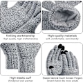 Miniatyrbilde 5 av 7: Vinter Unisex Beanie Hatt, Skjerf og Hansker Sett, Elastisk Strikket Hatt Langt Skjerf Berøringsskjermhansker Med Tykk Fleece Innerfôr for Menn og Kvinner Grey