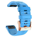 Miniatyrbillede 1 af 3: Urremme til Garmin Fenix 7s / 6s Pro / 5s Plus / Instinct 2s, vandrette stribede silikone 20mm rem med rosaguld spænde Blue