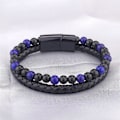 Miniatyrbild 3 av 5: Herrar Pärl Läder Armband Natursten och Läder Armband för Män Presenter 4