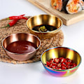 Miniatyrbillede 3 af 5: Krydderiskål Rund Rustfri Rustfrit Stål Husholdnings Lille Metal Sauce Tallerken til Hjemmet Multicolor