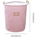 Miniatyrbilde 3 av 5: Sammenleggbar rund kleskurv for barn med håndtak for soverom (rosa)
