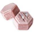 Miniatyrbillede 1 af 5: Fløjls Ringæske til Smykker Dobbelte Slidser Sekskantet Ringæske til Forlovelsesceremoni Bryllup Valentinsdag Holder 2 Ringe E