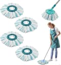 Rexhacker Clean Twist Disc Mop Micro Sæt Udskiftningshoveder 4-delt sæt, Rund Gulvmoppe Dobbelt Fibersystem