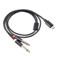 USB C ljudkabel med dubbla 6,35 mm kontakter