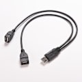 Miniatyrbilde 2 av 5: USB 2.0 A hann til 2 doble USB hunnkontakter Y-splitter hub strøm C svart 1. svart 1 stk
