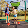 Pikkukuva 2 / 5: Ilmapallokoripalloteline Trampolinille - Koripallolisävaruste Suljetulla Alueella 1 Mini Ja 1 Sisä- Ja Ulkopeleihin Helppo Asentaa Green