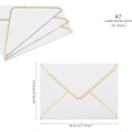 Miniatyrbilde 2 av 7: 50 STK Invitationskonvolutter, V-Klaff Postkortkonvolutter Hurtigforsegling Konvolutter med Gullkant for Bursdag, Bryllup, Graduation, Hilsener White