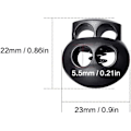 Miniatyrbillede 2 af 7: 20 Pak Spring-Lås til Snore, Sorte Plastik Dobbelt Huls Snore Ender Fastgørelse Oval Toggle Stopper Skydere