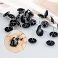 Miniatyrbillede 7 af 7: 50 stk. Sorte Push Pins Gear Tommelknapper til vægophæng Tegningsstifter Stålspids Korktavle Push Pins Dekorative Tommelknapper Poster Pins til vægkort