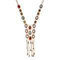 Miniatyrbilde 1 av 5: Elegant Bohemian Rose Retro Rhinestone Turkis Sølv Gull Langt Etnisk Kjede Halskjede For Kvinner B