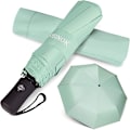 Miniatyrbillede 1 af 6: Rejseparasol Foldbar Kompakt Parasol Automatisk Åbning og Lukning Solregnparasol med Ærme Green