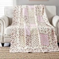 Miniatyrbillede 1 af 4: Patchwork sengetæppe til enkeltseng, bomulds patchwork tæppe, pink til piger, quiltet sofaoverkast, sengeoverkast, 150 x 200 cm med blomstermønster