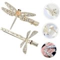 Miniatyrbillede 4 af 5: 2 stk. Moderne og alsidige hårtilbehør til kvinder - Diamantbesatte Dragonfly hårklemmer - Små hårklemmer