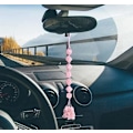 Miniatyrbild 4 av 7: Kristallhängande helande kristaller ädelstenar dekor tumlade stenar bilbackspegel vägg hängande kristaller Reiki kristallgåvor Rose Quartz