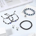 Miniatyrbillede 3 af 5: 11 stk. Ondt Øje Halskæde Vedhæng til Kvinder Mænd Lædertov Ondt Øje Øreringe Beskyttelse Armbånd Smykker Sæt Ondt Øje Charms