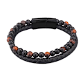 Miniatyrbild 1 av 5: Herrar Pärl Läder Armband Natursten och Läder Armband för Män Presenter 4