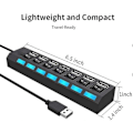Pikkukuva 5 / 5: 7-Port USB 2.0 -keskitin yksittäisillä kytkimillä ja LED-valoilla, USB 2.0 -jakaja kaikille USB-laitteille
