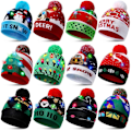 Miniatyrbild 5 av 5: 2024 NY LED Julhatt Kreativ Blinkande LED-ljus Stickad Hatt Snögubbe Vinter Varm Färg Stickad Mössa Julklapp 17