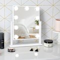 Miniatyrbilde 2 av 7: Hollywood speil med lys 360° roterbart bordplate 25 x 30cm hvit 25 x 30cm