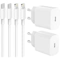 (2 st) iPhone 20W Snabbladdare OCH USB-C Lightning-kabel 20W (2pcs) (2M + 20W)