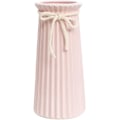 Miniatyrbillede 1 af 5: 1 stk. Hvid Keramisk Ribbet Vase til Minimalistisk Moderne Hjemindretning, Dekorativ Blomster Vase til Kontor Soveværelse Pink Height 9.6inch - 24.5cm