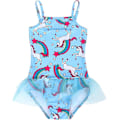 Miniatyrbild 3 av 5: Flickor Enhörning Badkläder Baddräkt Barn Tutu Kjol En Delad Baddräkt Leotard Sommar Semester Strandkläder Blue 110cm