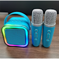 Miniatyrbillede 1 af 9: Mini Karaoke Maskine til Børn og Voksne, Bærbar Bluetooth Karaoke Højttaler med 2 Trådløse Mikrofoner, Perfekt Gave til Pigers Fødselsdagsfest Sky blue